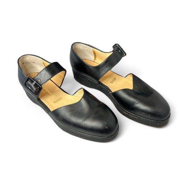 VTG Unworn Robert Clergerie Flat Black Leather Mary Jane Shoes Made in France, 9 - Picture 2 of 10